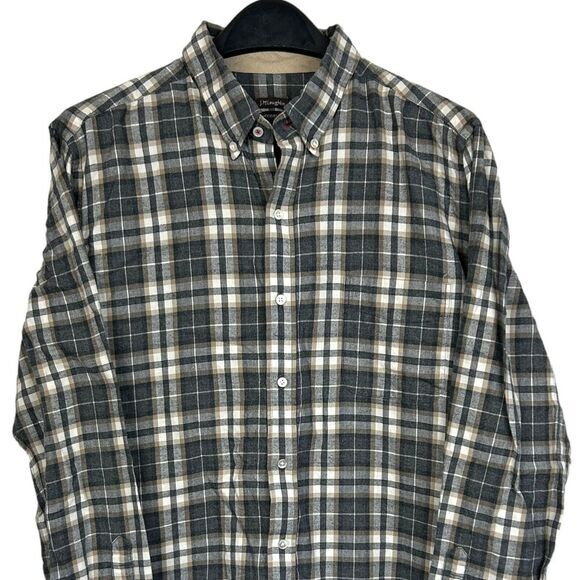J. McLaughlin Other - J. McLaughlin Men's Medium Modern‎ Fit Lightweight Flannel Plaid Shirt Grey Tan